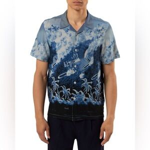 Ovadia & Sons Men's Big Wave Short-sleeve Sport Shirt XL Extra Large Button Down